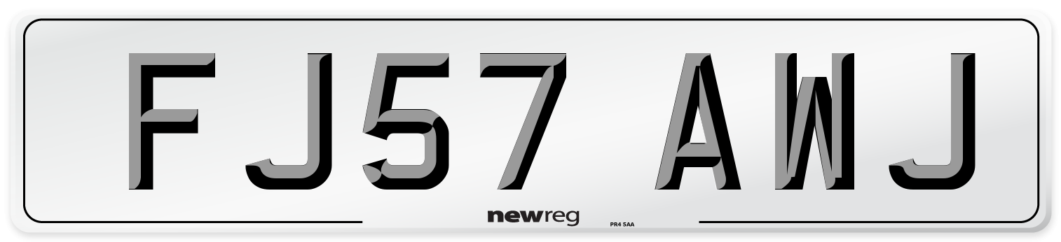 FJ57 AWJ Number Plate from New Reg